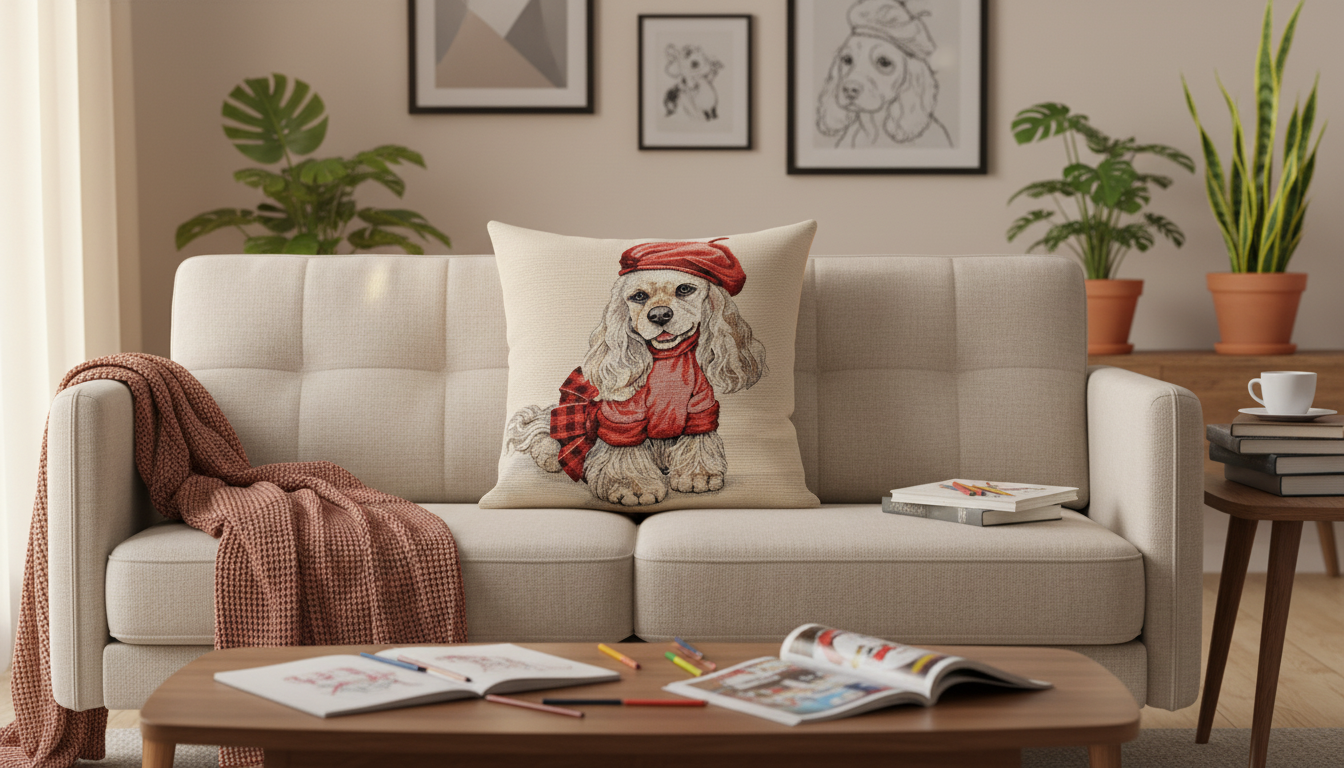 Cocker con vestitino rosso-ambiente Cocker con vestitino rosso-ambiente