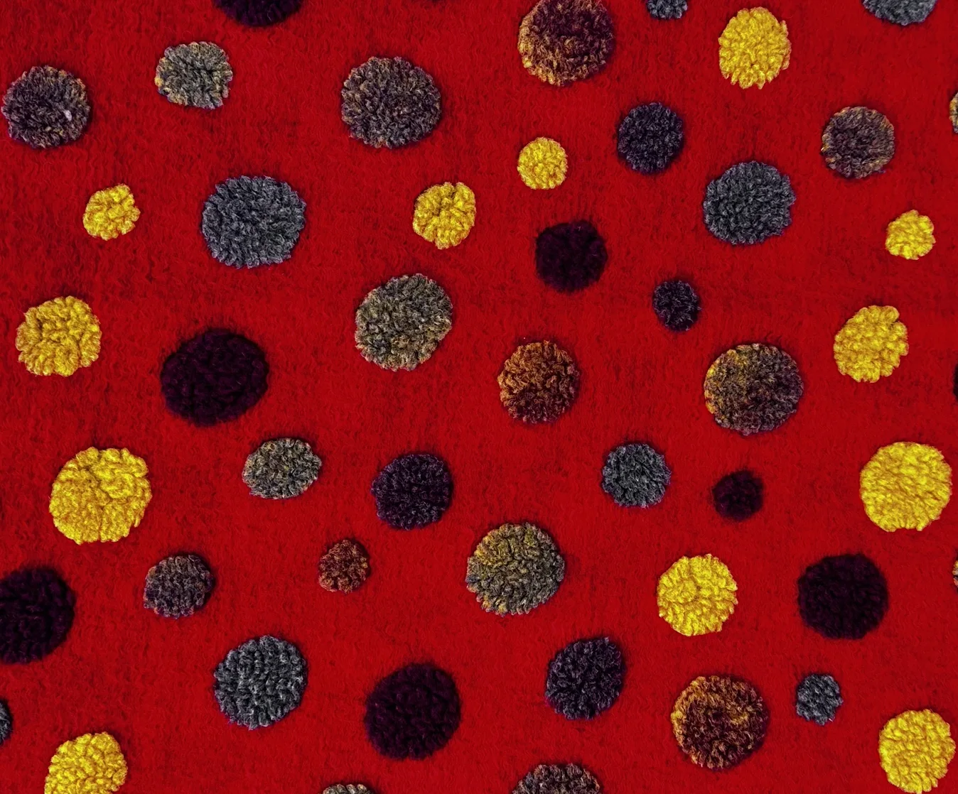 plaid lanacotta rossa a palline colorate