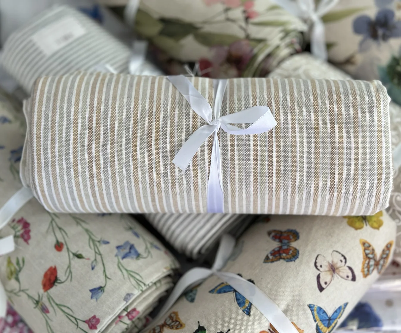 foulard_arredo_righe_marrone e grigio foulard_arredo_righe_marrone e grigio